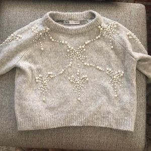 Zara pearled gray sweater.
